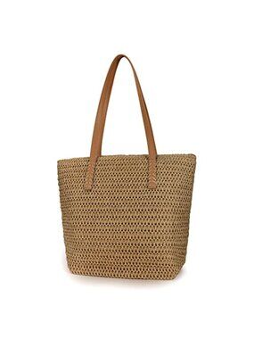 Handwoven Straw Tote Bag Women's Large Beach Shoulder Bag Summer Purse